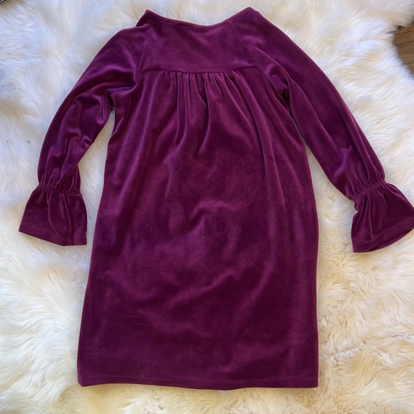 Like New Tea Collection Bell Sleeve Velour Dress, size 10 - Picture 4 of 5